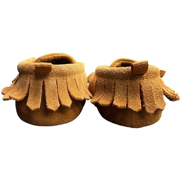 Baby’s Tan Genuine Leather Moccasins- Size 4 - Picture 5 of 9